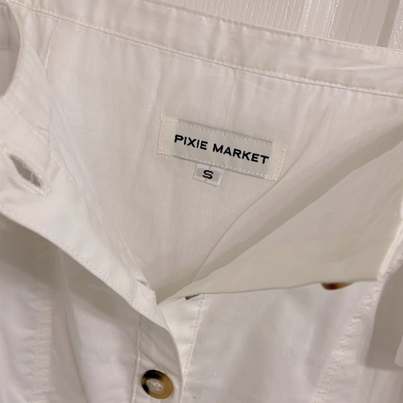 Pixie Market White Top with Ruffle arms size Small - Picture 2 of 4